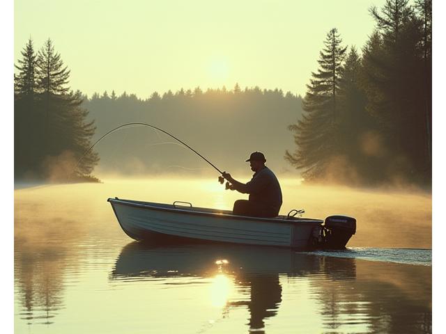 Vintage photo of Anaconda Angling's founder fishing on a Kingston lake in the early days.