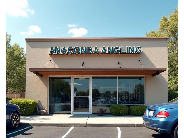 Exterior view of Anaconda Angling storefront with visible sign and inviting entrance