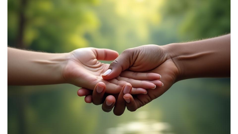 Hands clasping in a gesture of unity for conservation