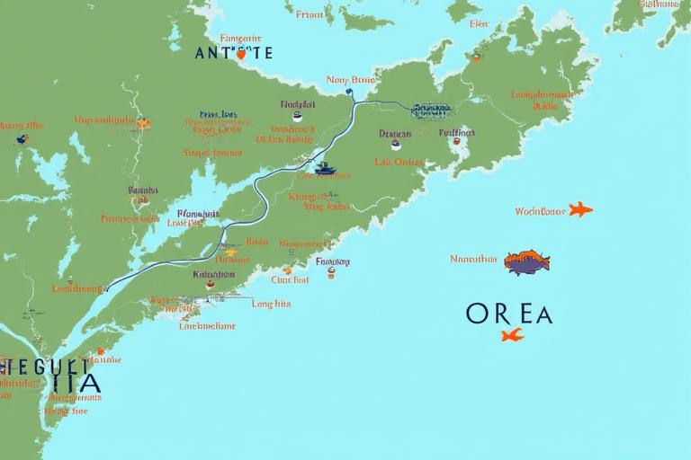 An illustrative map of the Kingston, Ontario area highlighting key fishing spots on Lake Ontario and St. Lawrence River.