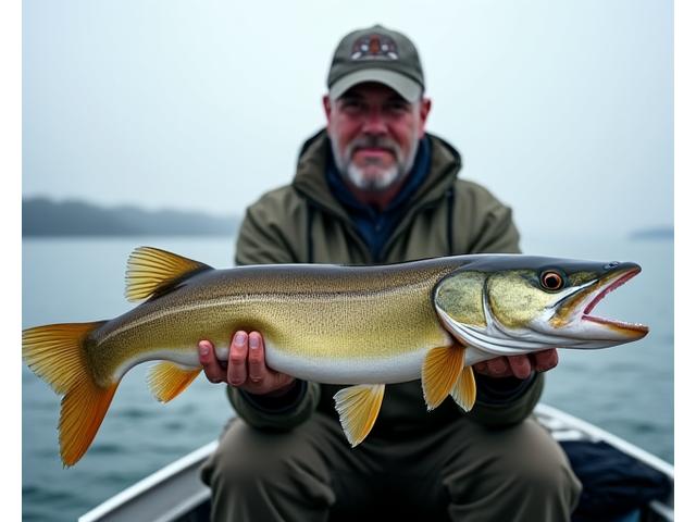 Angler holding a massive Musky fish