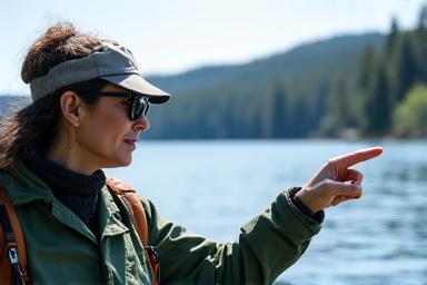 Portrait of Sarah Chen, a female fishing guide in Kingston teaching others